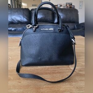 Michael Kors Black Saffiano Leather Small Dome Satchel Crossbody